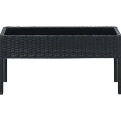vidaXL Trädgårdsbord svart 75x40x37 cm konstrotting