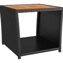 Clearance vidaXL Trädgårdsbord konstrotting & massiv akacia Svart