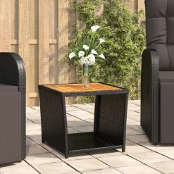 Clearance vidaXL Trädgårdsbord konstrotting & massiv akacia Svart