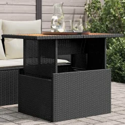 Outlet vidaXL Trädgårdsbord 100x55x73 cm konstrotting och akaciaträ Svart