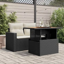 Outlet vidaXL Trädgårdsbord 100x55x73 cm konstrotting och akaciaträ Svart