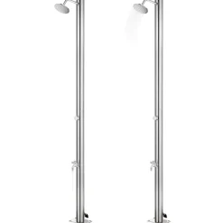 Clearance vidaXL Trädgårdsdusch med t golv 220 cm rostfritt stål Brun