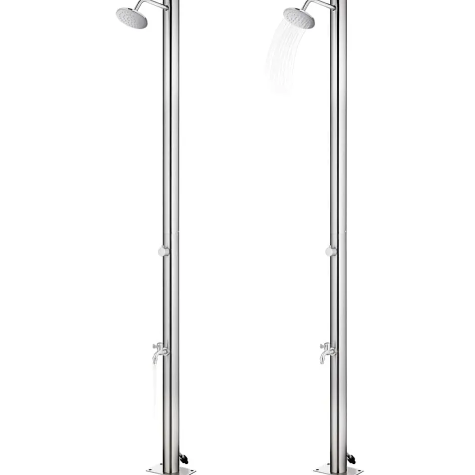 Clearance vidaXL Trädgårdsdusch med t golv 220 cm rostfritt stål Brun