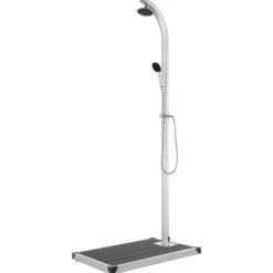 Discount vidaXL Trädgårdsdusch med tt golv 220 cm aluminium Grå