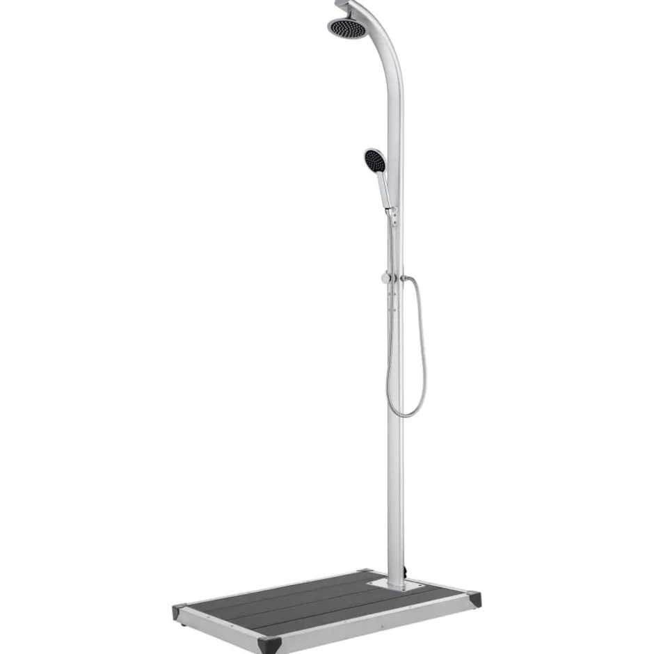 Discount vidaXL Trädgårdsdusch med tt golv 220 cm aluminium Grå