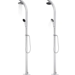 Discount vidaXL Trädgårdsdusch med tt golv 220 cm aluminium Grå