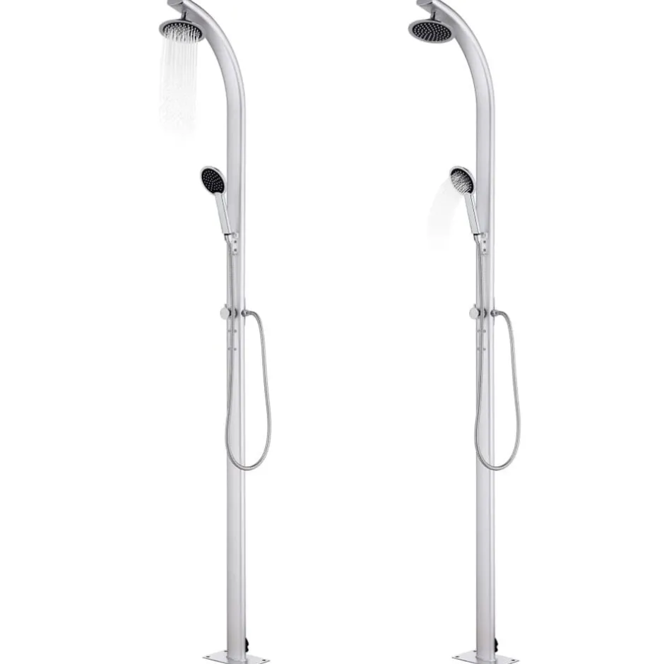 Discount vidaXL Trädgårdsdusch med tt golv 220 cm aluminium Grå