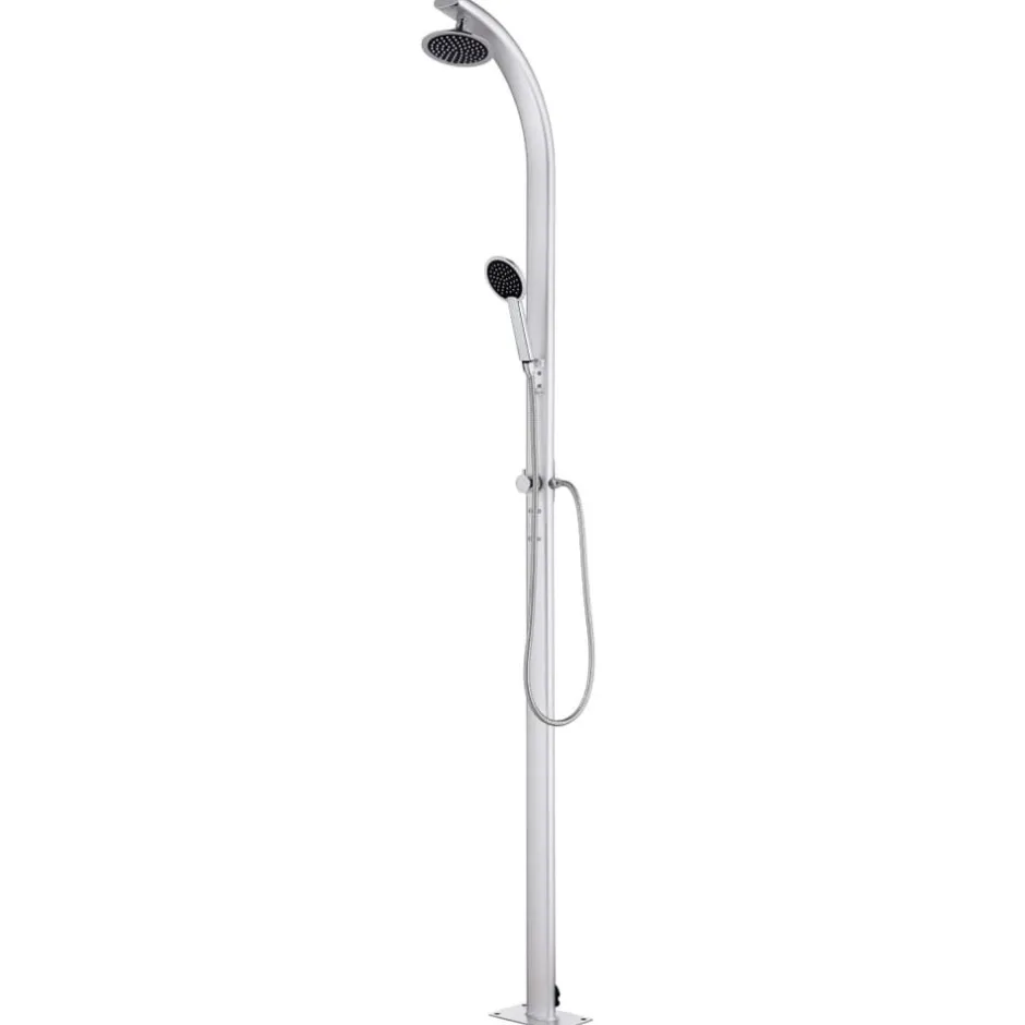 Discount vidaXL Trädgårdsdusch med tt golv 220 cm aluminium Grå