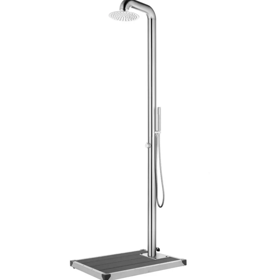 Online vidaXL Trädgårdsdusch med tt golv 230 cm rostfritt stål Grå