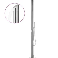 vidaXL Trädgårdsdusch med grått golv 225 cm rostfritt stål