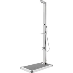 vidaXL Trädgårdsdusch med grått golv 225 cm rostfritt stål