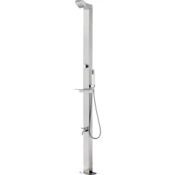 vidaXL Trädgårdsdusch med grått golv 225 cm rostfritt stål