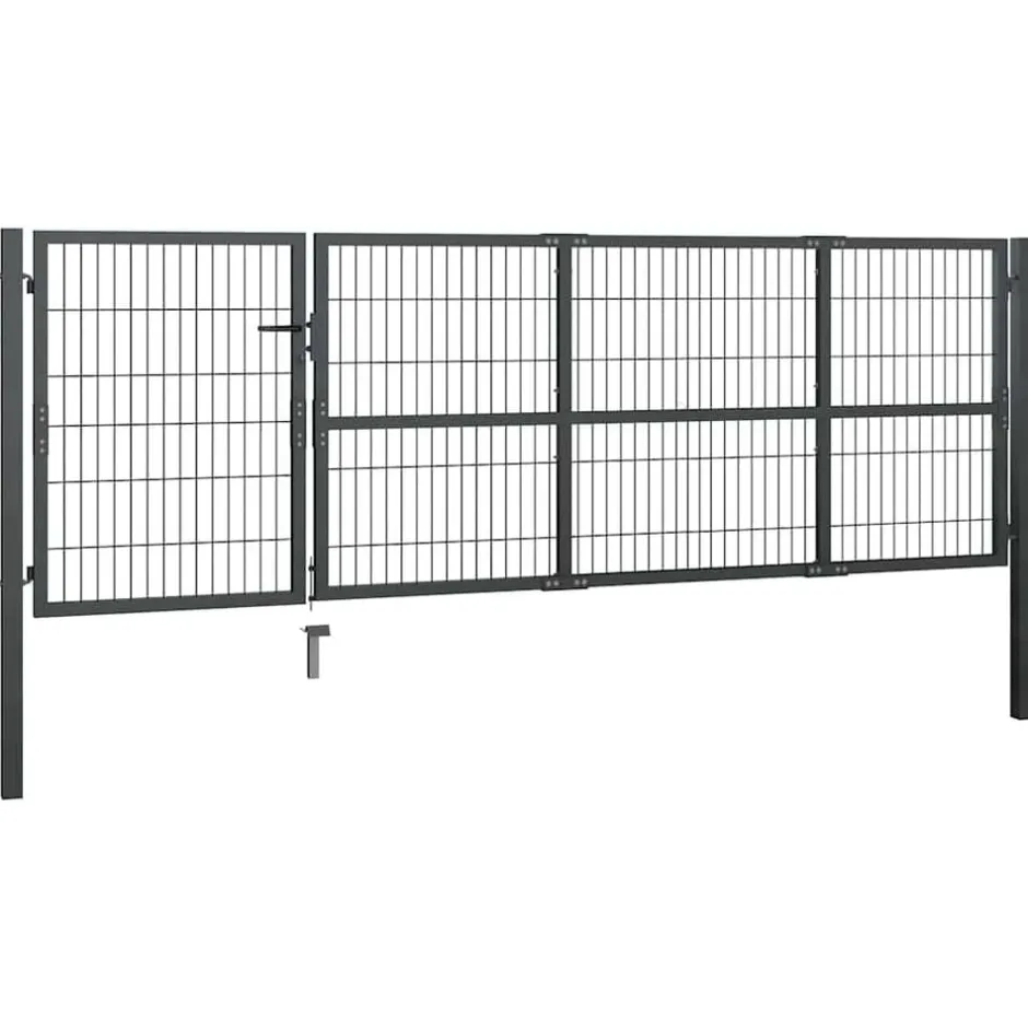 Sale vidaXL Trädgårdsgrind med stolpar stål 350x100 cm Antracit