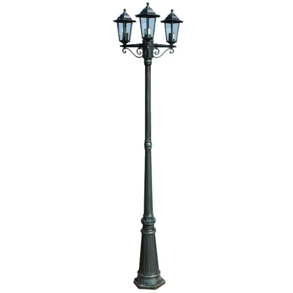 vidaXL Trädgårdslampa 3 armar 215 cm mörkgrön/svart aluminium