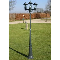 vidaXL Trädgårdslampa 3 armar 215 cm mörkgrön/svart aluminium