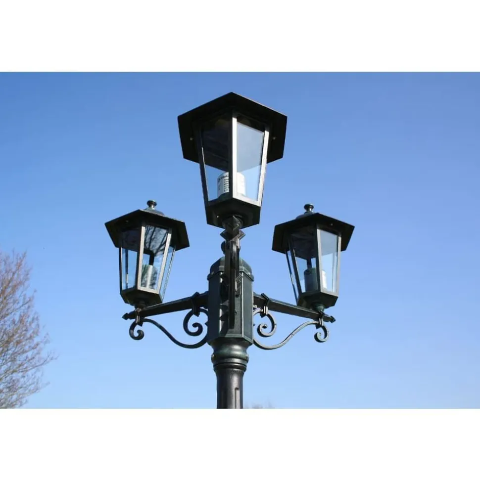 vidaXL Trädgårdslampa 3 armar 215 cm mörkgrön/svart aluminium