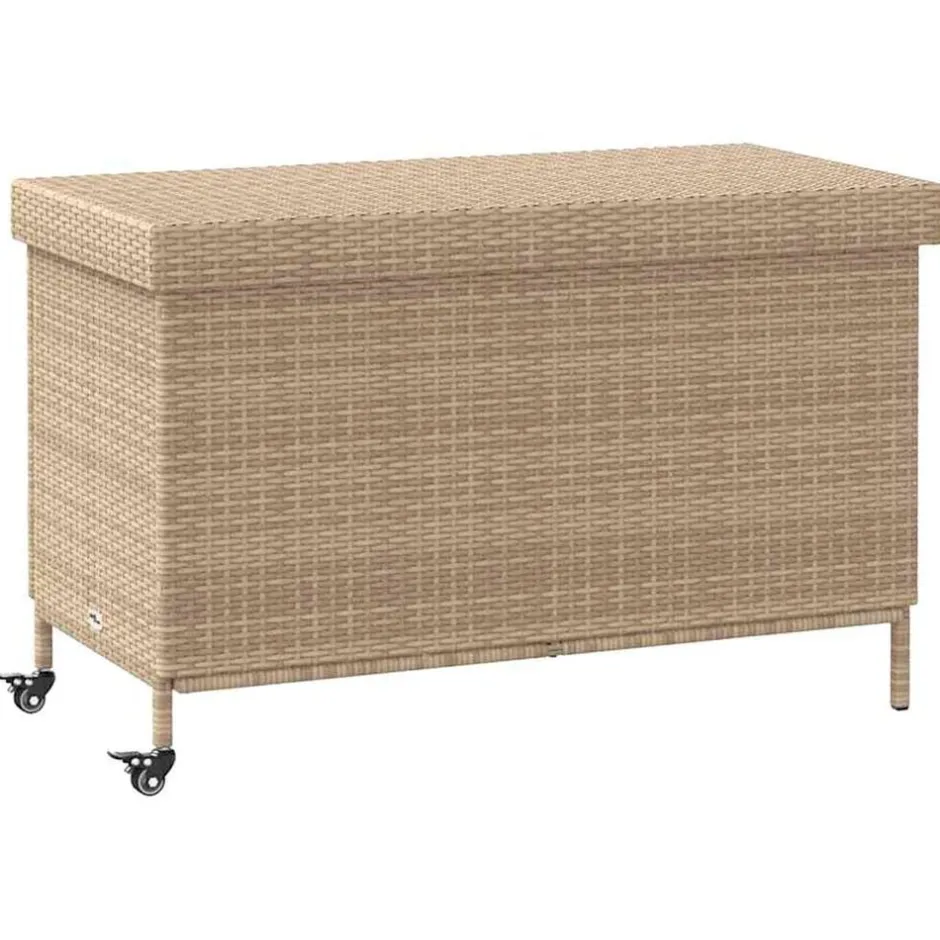 Sale vidaXL Trädgårdslåda med hjul blandad 110x55x73 cm konstrotting Beige
