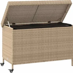 Sale vidaXL Trädgårdslåda med hjul blandad 110x55x73 cm konstrotting Beige
