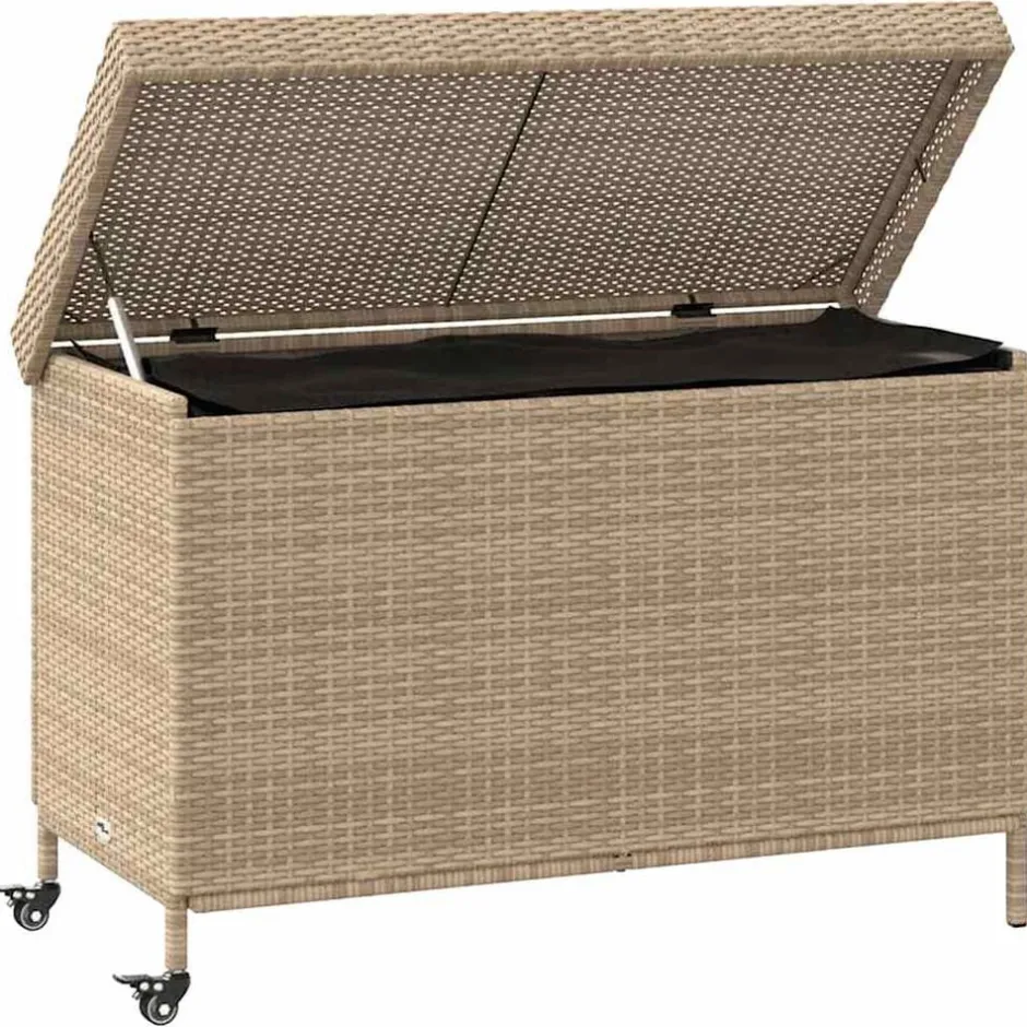 Sale vidaXL Trädgårdslåda med hjul blandad 110x55x73 cm konstrotting Beige
