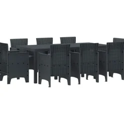 vidaXL Trädgårdsmöbelset 9 pcs Antracit Polypropylen
