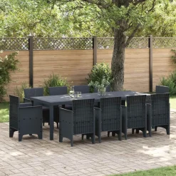 vidaXL Trädgårdsmöbelset 11 pcs Antracit Polypropylen