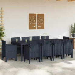 vidaXL Trädgårdsmöbelset 11 pcs Antracit Polypropylen