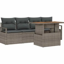 Clearance vidaXL Trädgårdsoffset med kudde 5 pcs Grå