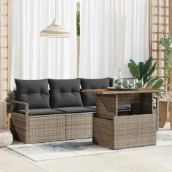 Clearance vidaXL Trädgårdsoffset med kudde 5 pcs Grå