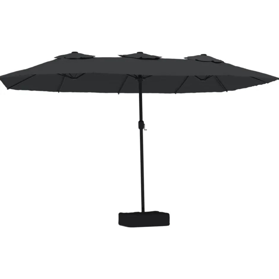 Sale vidaXL Trädgårdsparasoll dubbelt med LEDs 449x265 cm Svart
