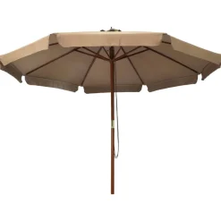 Discount vidaXL Trädgårdsparasoll med trästång 330 cm Taupe