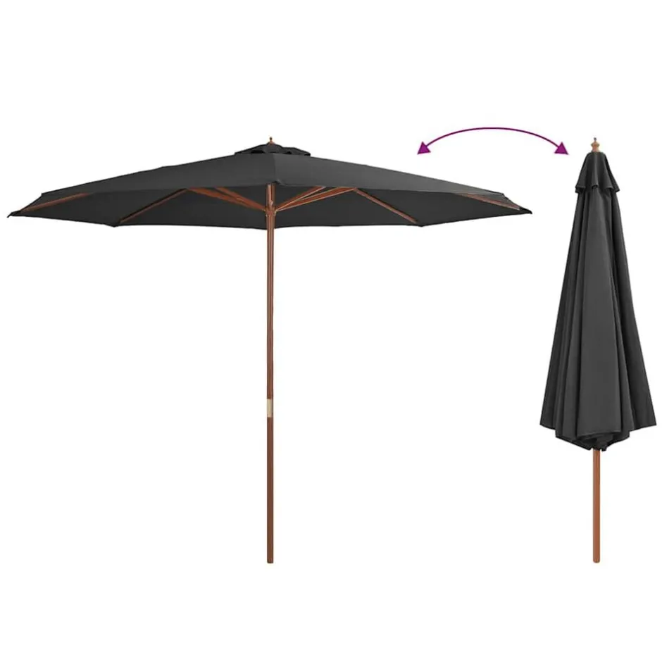 Sale vidaXL Trädgårdsparasoll med trästång 350 cm Antracit