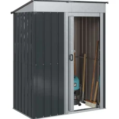 Best vidaXL Trädgårdsskjul 137 x 81 x 180 cm Metall Antracit