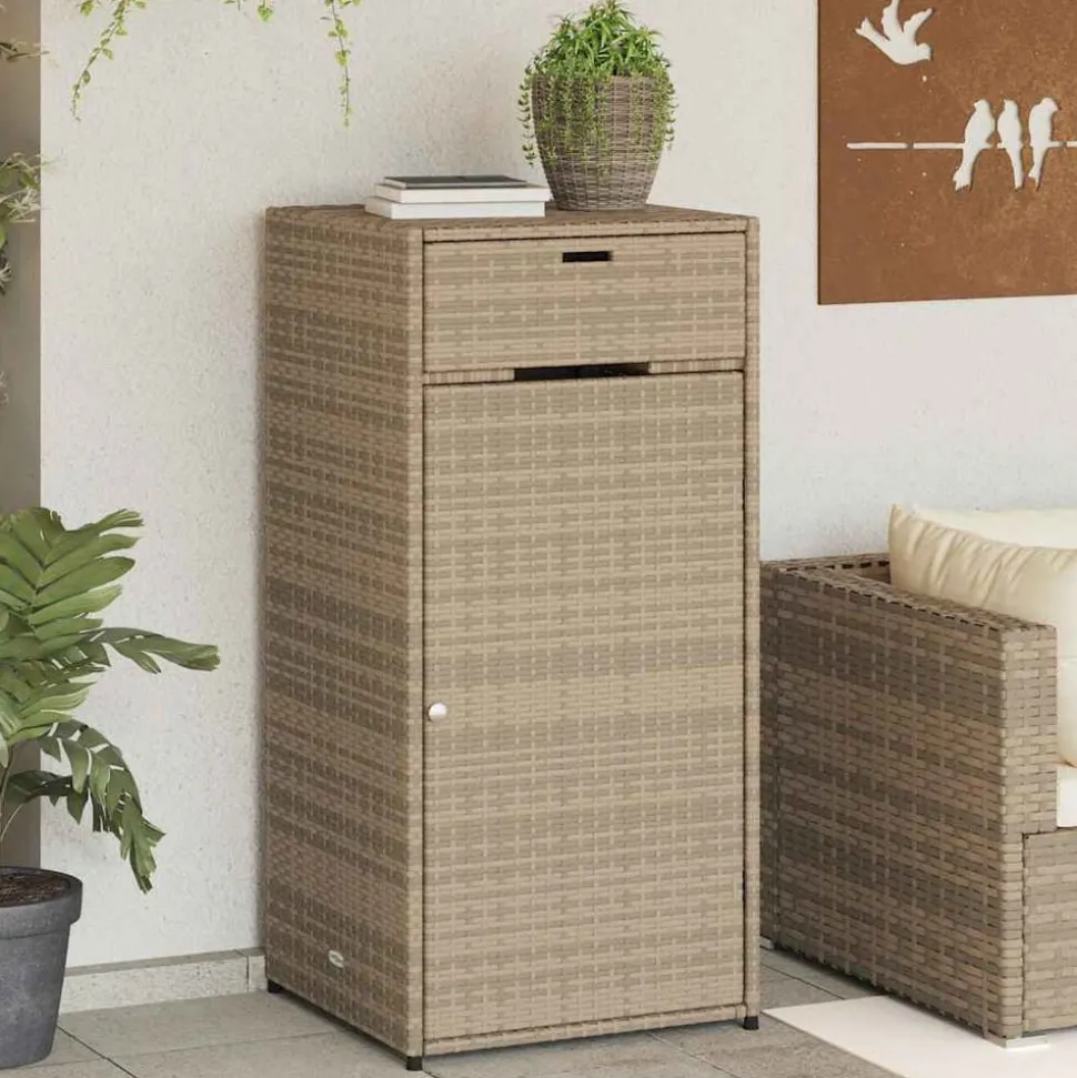 vidaXL Trädgårdsskåp beige 55x55x111 cm konstrotting