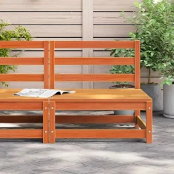 vidaXL Trädgårdssoffa utan armstöd vaxbrun 70x70x67 cm massiv furu