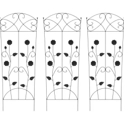 vidaXL Trädgårdsstängsel 3 pcs Svart 110,5 x 42,5 cm Stål