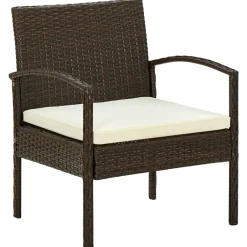 Outlet vidaXL Trädgårdsstol med dyna konstrotting Brun
