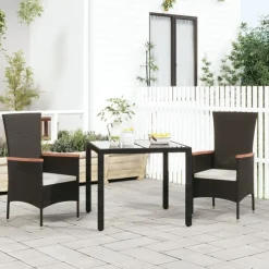 Sale vidaXL Trädgårdsstolar med dynor 2 st konstrotting Svart
