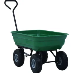 Best vidaXL Trädgårdsvagn tippbar 300 kg 75L Grön