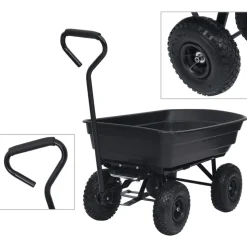 vidaXL Trädgårdsvagn tippbar 300 kg 75L svart