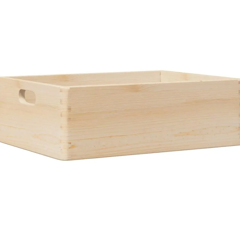 Discount vidaXL Trälåda med handtag 40x30x13 cm massiv furu Naturfärg