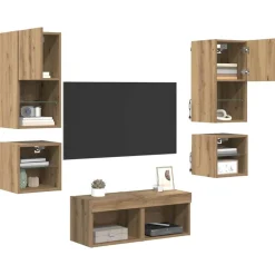 vidaXL TV Vägg Enheter 8 pcs Artisan Ek Konstruerat trä