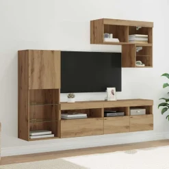vidaXL TV Vägg Enheter Väggmonterad 6 pcs Konstruerat trä artisan ek