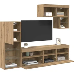 vidaXL TV Vägg Enheter Väggmonterad 6 pcs Konstruerat trä artisan ek