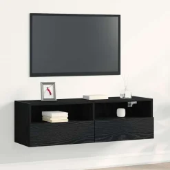 New vidaXL TV Vägghylla 100 x 30 x 30 cm Konstruerat trä Svart ek