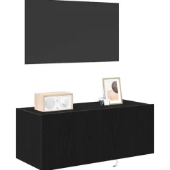 Outlet vidaXL TV Vägghylla 80 x 35 x 31 cm Konstruerat trä Svart ek