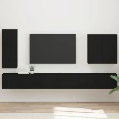 Best vidaXL TV väggskåp set Väggmonterad 6 pcs Svart