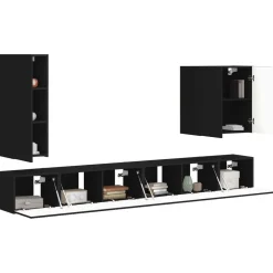 Best vidaXL TV väggskåp set Väggmonterad 6 pcs Svart