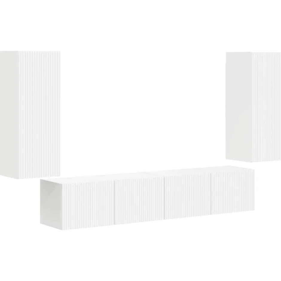 Discount vidaXL TV väggskåp set Väggmonterad 4 pcs Konstruerat trä Vit