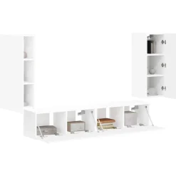 Discount vidaXL TV väggskåp set Väggmonterad 4 pcs Konstruerat trä Vit