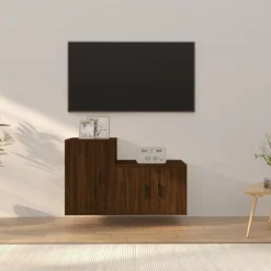 vidaXL TV-bänk 2 delar brun ek konstruerat trä
